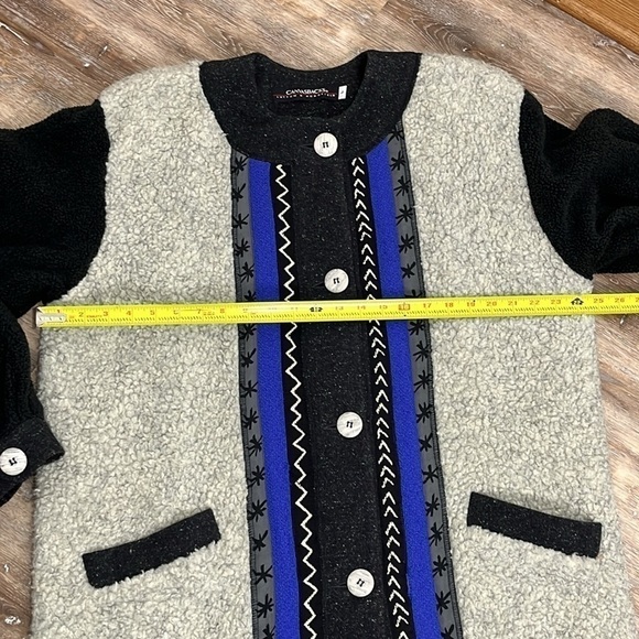 Canvasbacks Lutton & Horsfield Long Sherpa Wool Womens L Coat Jacket Black Gray - Picture 13 of 16